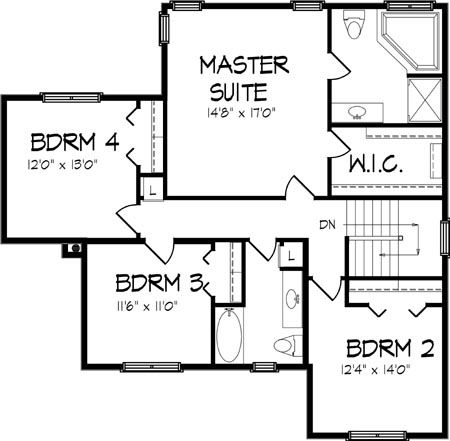 Upper Floor Plan image of The Windsor House Plan